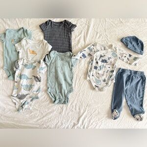 Just One You Carter’s  Dinosaur Bodysuit Pants Cap  6 Months 8 PCS/ 2 Sets